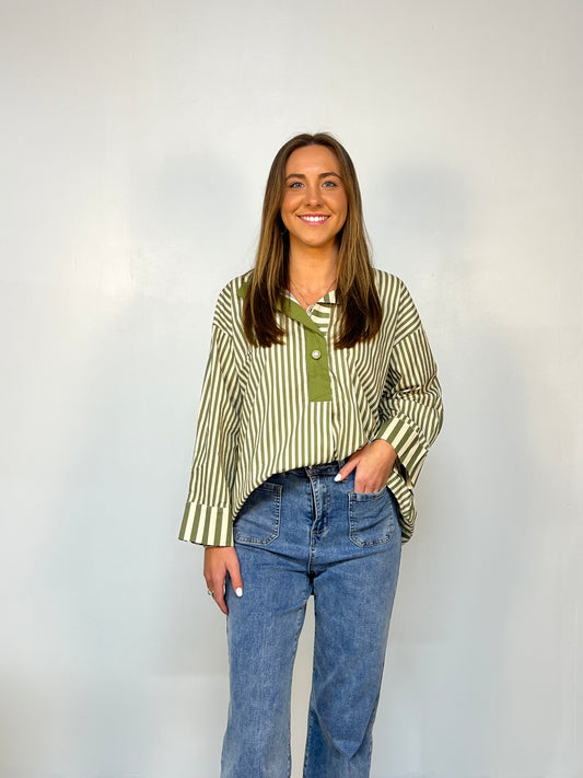 Green Striped Pearl Shirt