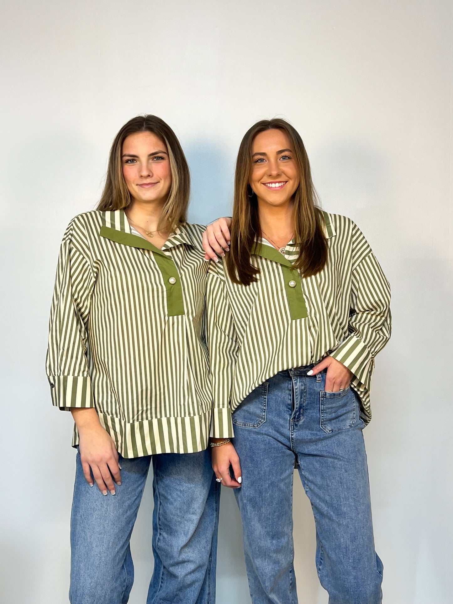 Green Striped Pearl Shirt