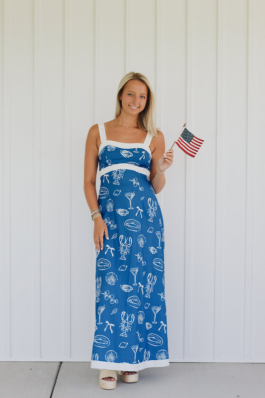 Coquette Summer Maxi Dress with Contrast Strap