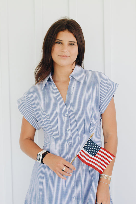 Nantucket Stripes Button Up Dress