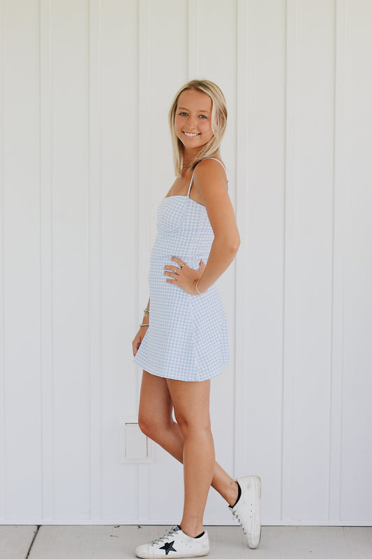 Gingham Print Sweetheart Dress