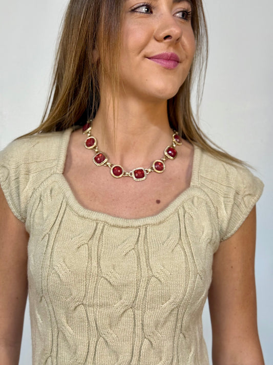 Ruby Gem Charm Necklace