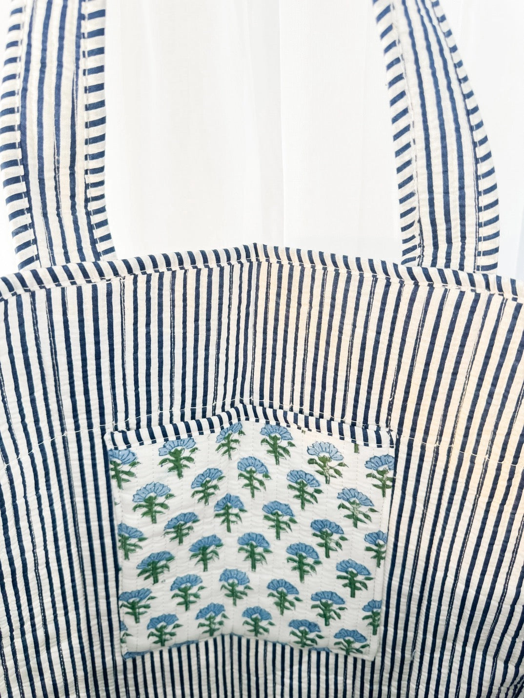 Block Print Regular Quilted Tote Bag | Carolina
