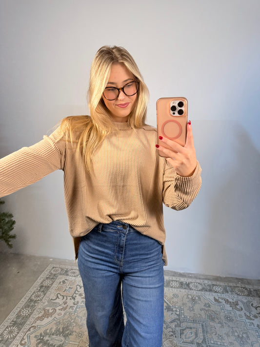 Tan Ribbed Top