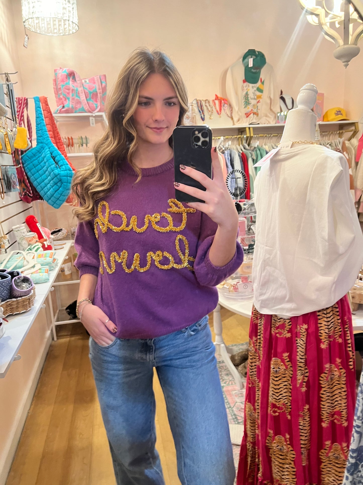 Purple & Gold TOUCHDOWN Sweater