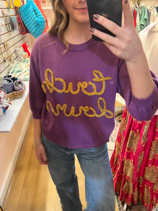 Purple & Gold TOUCHDOWN Sweater