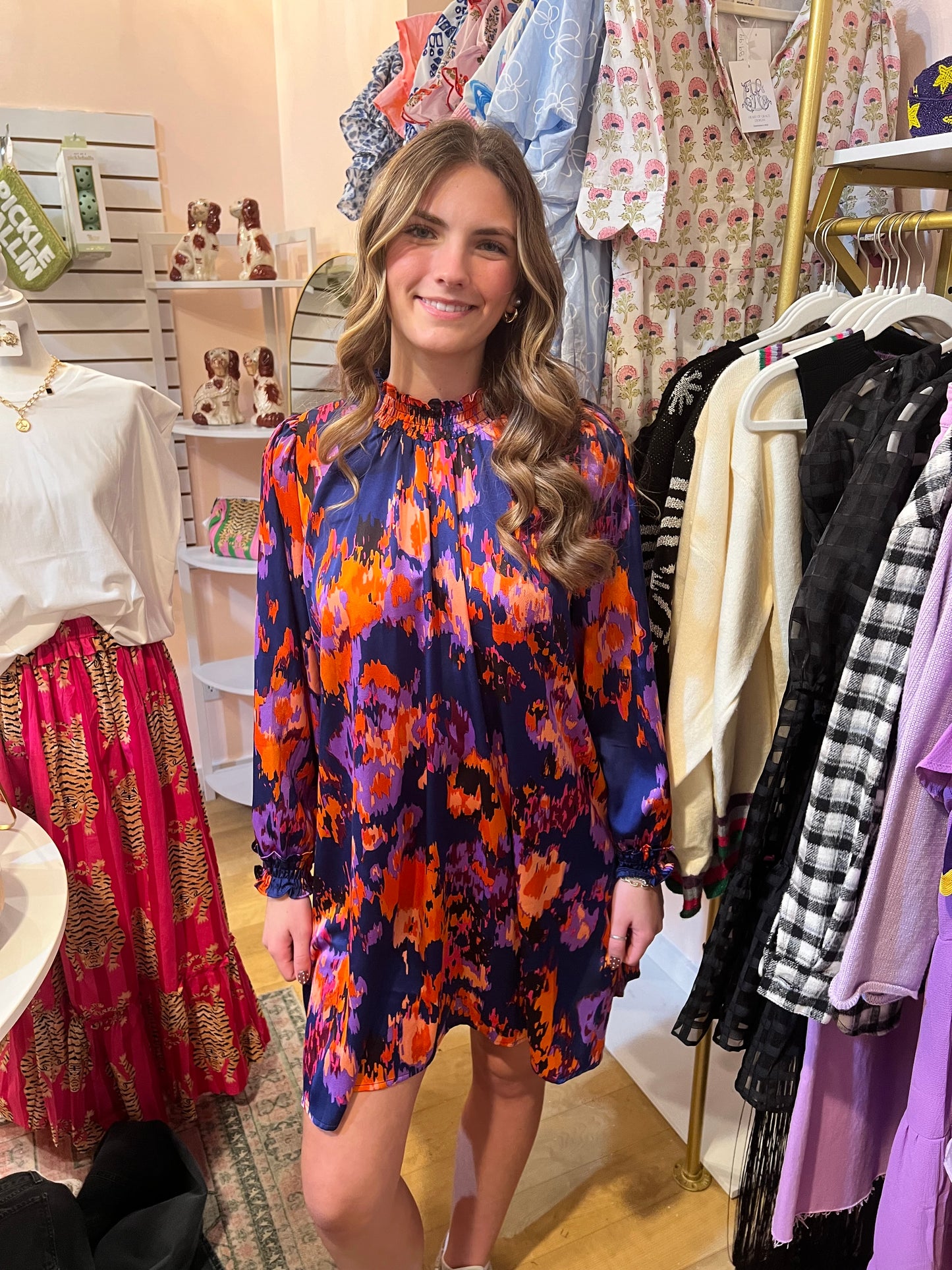 Purple Pattern Mini Dress