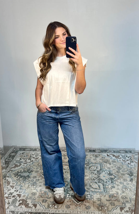 White On the Shoulder Tee