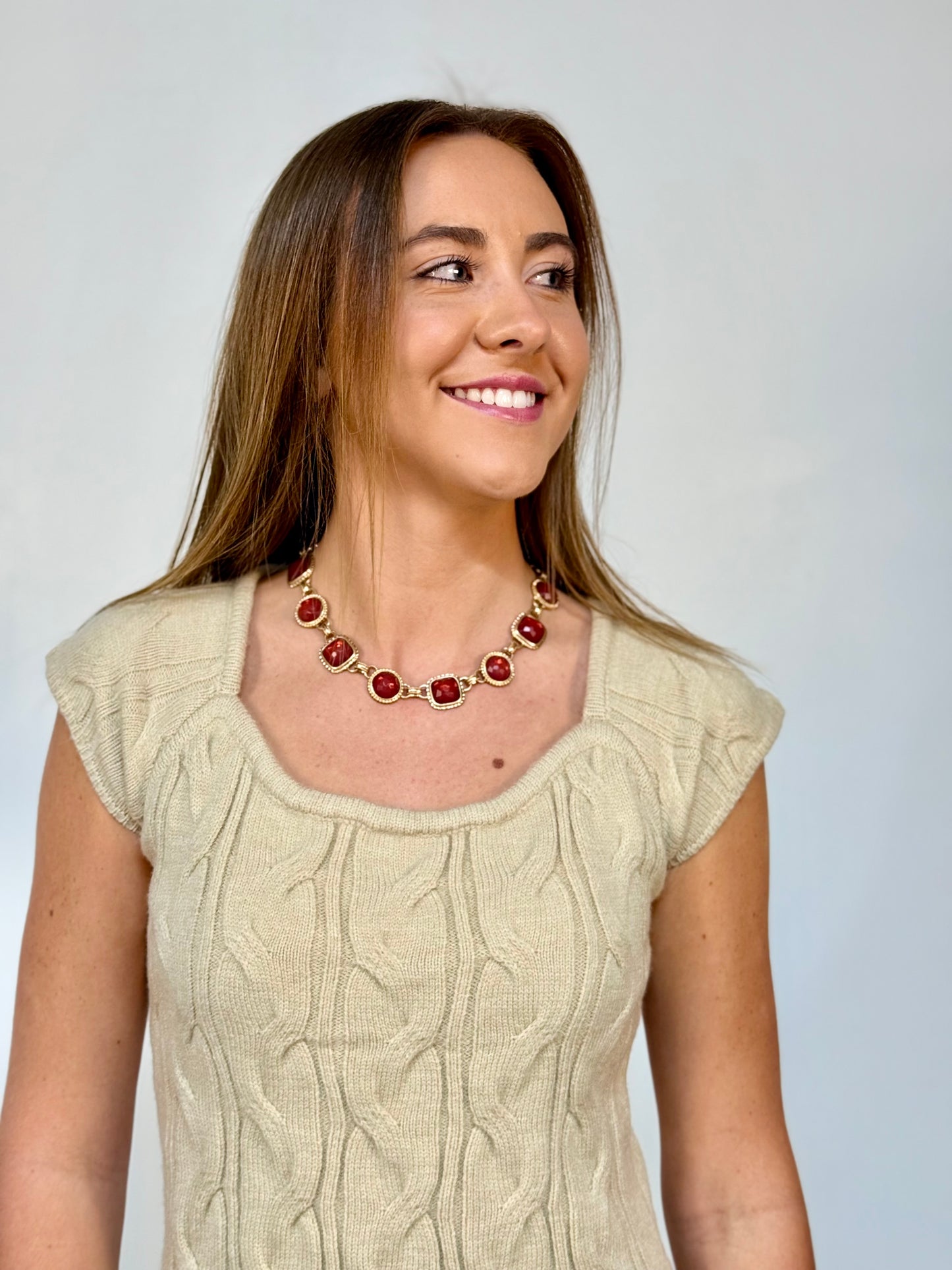 Ruby Gem Charm Necklace